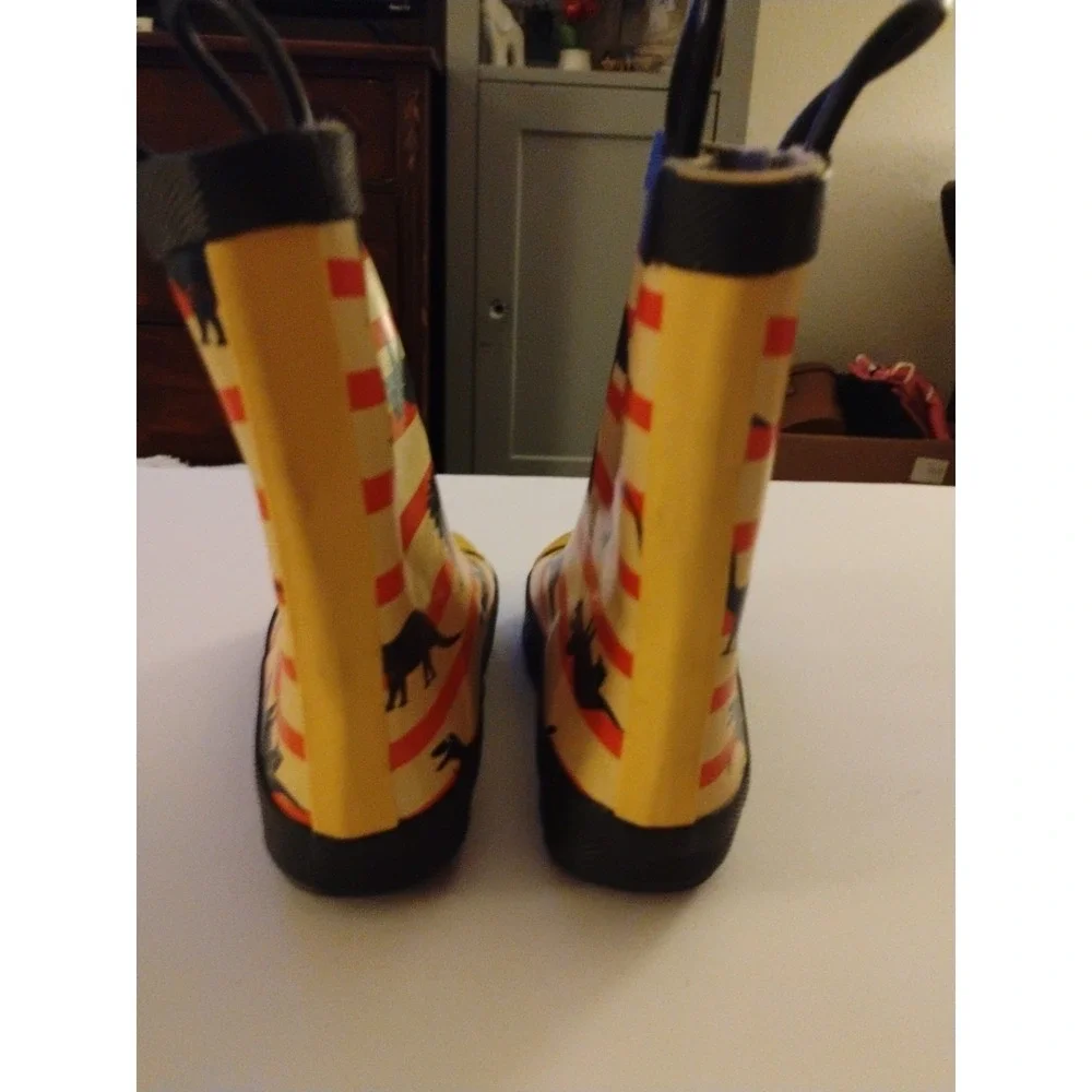 Toddler Sz 10 Rain Boots Rubber Blue Dinosaurs Yellow Body